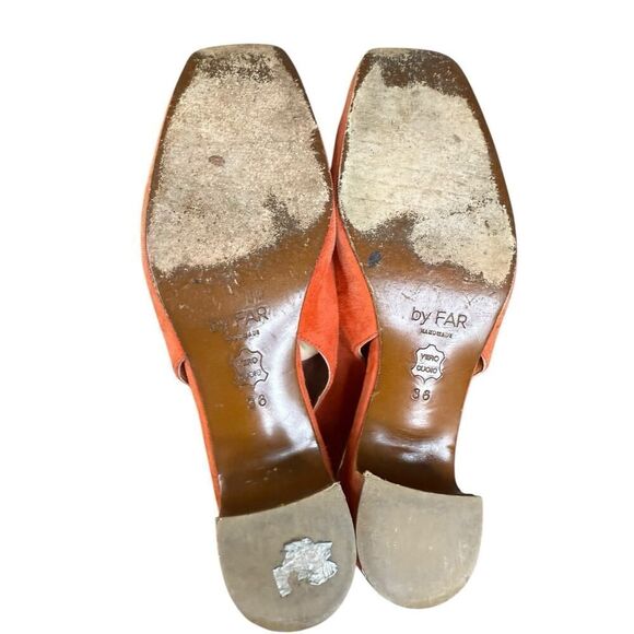 By Far Danielle Orange Suede Slingback Pumps Size 36 (US 6) Made in Italy - Picture 10 of 11